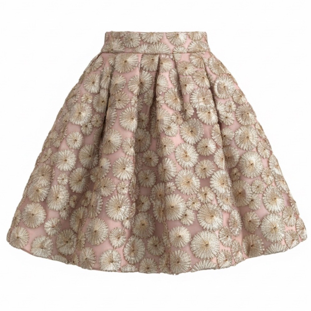 Io Couture Embroidered Foliage Petticoat Skirt Blush Pink